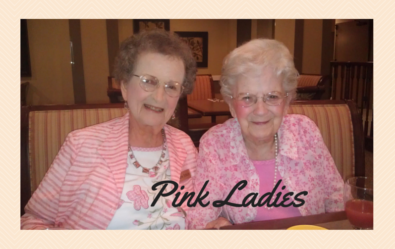 two elderly pink ladies